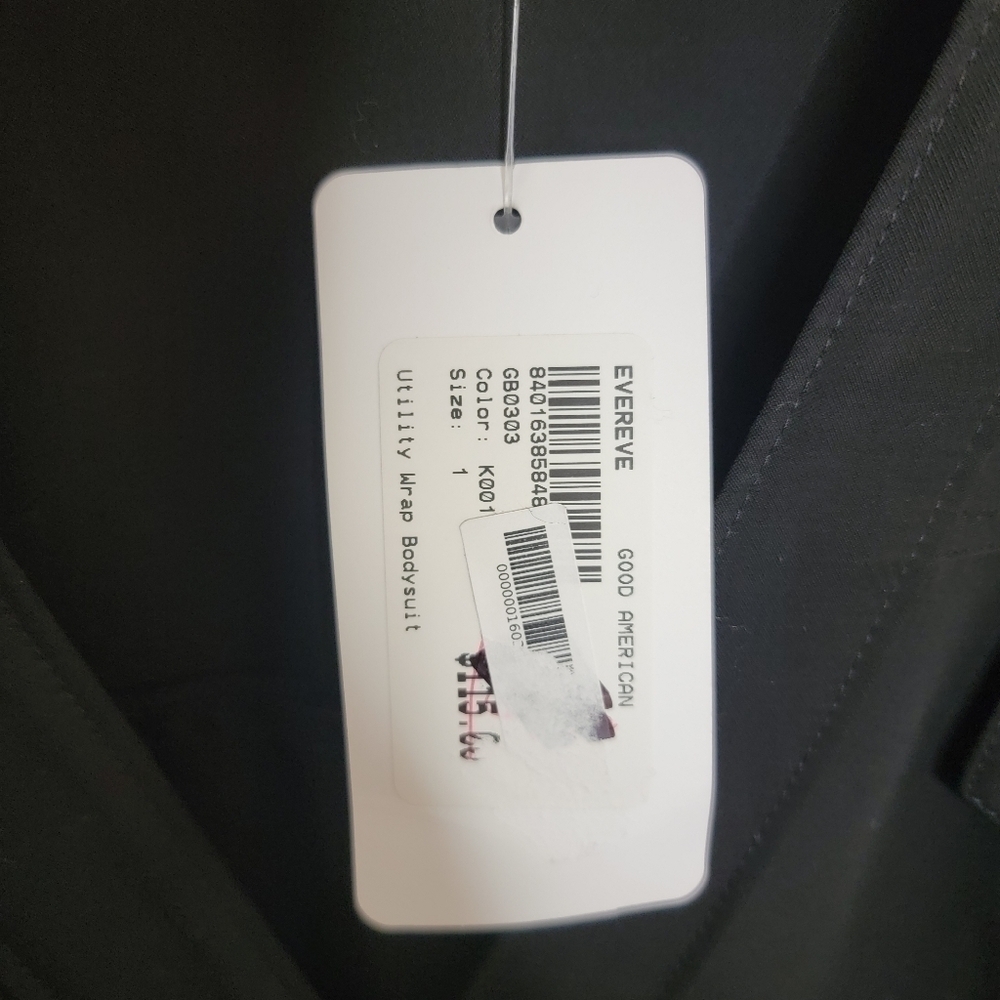 NWT Evereve Good American | Black Utility Wrap Long Sleeve Bodysuit Size 1 Small - Picture 9 of 10